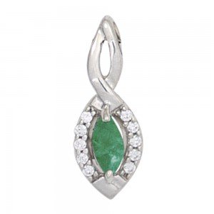Anhänger 333 Gold Weißgold 1 Smaragd grün 10 Diamanten Brillanten Goldanhänger