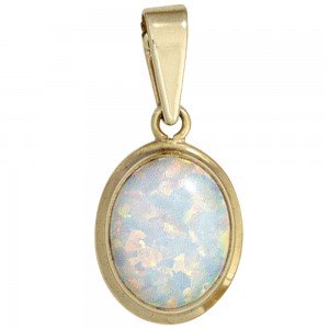 Anhänger oval 333 Gelbgold 1 Opal Goldanhänger