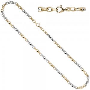 Collier Halskette 585 Gold Gelbgold Weißgold bicolor 45 cm Kette Goldkette