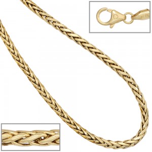 Zopfkette 585 Gelbgold 2,6mm 45cm Gold Kette Halskette Goldkette Karabiner