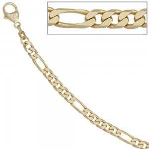 Figarokette 585 Gelbgold 4,4mm 45cm Gold Kette Halskette Goldkette Karabiner