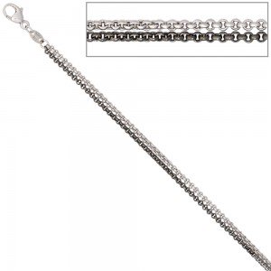 Erbskette 2-reihig 585 Weißgold 45cm Halskette Kette Weißgoldkette Karabiner