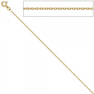 Ankerkette 585 Gelbgold 1,2mm 45cm Gold Kette Halskette Goldkette Federring