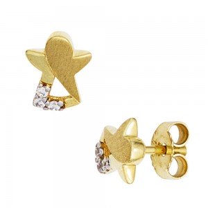Kinder Ohrstecker Engel Schutzengel 333 Gold mattiert 6 Zirkonia Ohrringe