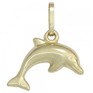 Kinder Anhänger Delfin 333 Gelbgold Kinderanhänger