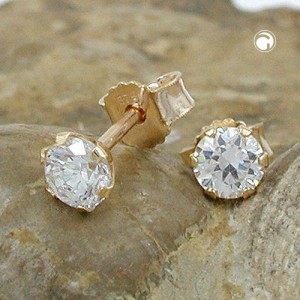 Ohrstecker 4mm mit Zirkonia 375 Gold