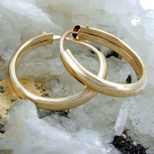 Creolen Ohrringe 13mm gewölbt glänzend 375 Gold
