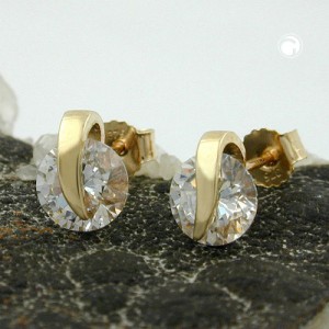 Ohrstecker mit beweglichem Zirkonia 375 Gold