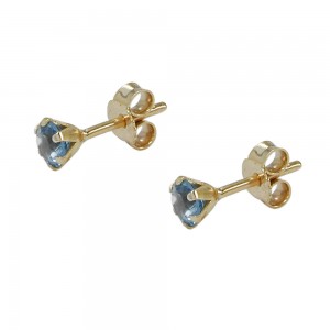 Ohrring Stecker synthetischer Aquamarin 375 Gold