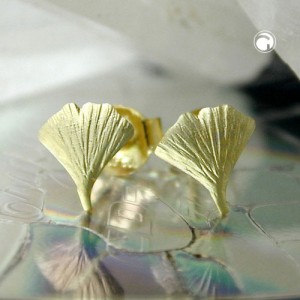 Ohrstecker 7mm Ginkgoblatt matt 375 Gold