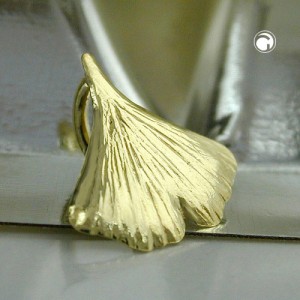 Anhänger 9mm Ginkgoblatt glänzend 375 Gold