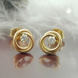 Ohrstecker Zirkonia 2 Kreise 375 Gold