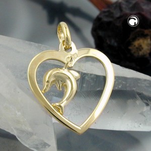 Anhänger Herz mit Delfin 375 Gold