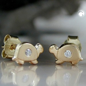Ohrstecker Schildkröte Zirkonia 375 Gold
