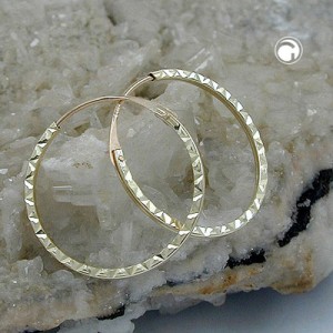 Creolen Ohrringe 17mm diamantiert 375 Gold