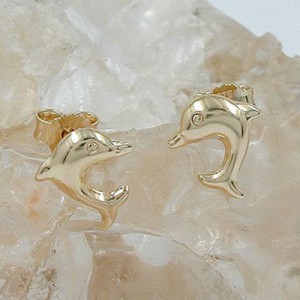 Ohrstecker Delfin glänzend 375 Gold
