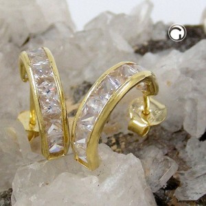Creolen Ohrringe HalbCreolen Ohrringe Zirkonia 375 Gold