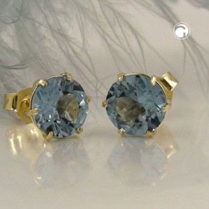 Ohrstecker synthetischer Aqua 333 Gelbgold