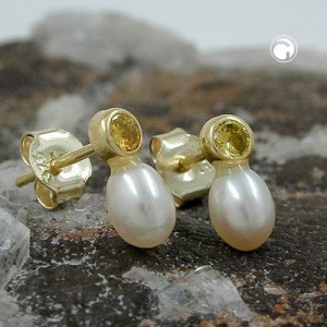 Ohrstecker Zirkonia-grün mit SWZP 375 Gold