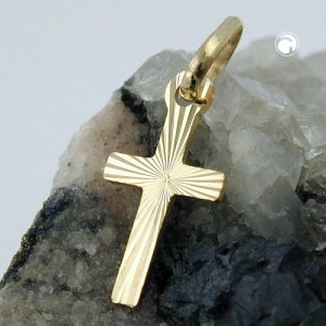Anhänger 14x7mm Kreuz diamantiert 585 Gelbgold