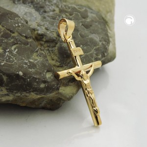 Anhänger Kreuz mit Jesus glänzend 375 Gold