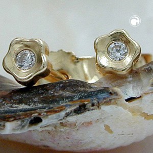 Ohrstecker kleine Blume Zirkonia 375 Gold