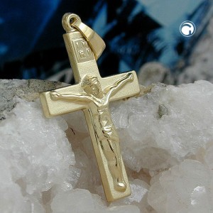 Anhänger Kreuz mit Jesus 585 Gelbgold