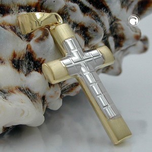 Anhänger Kreuz bicolor 14K Gold