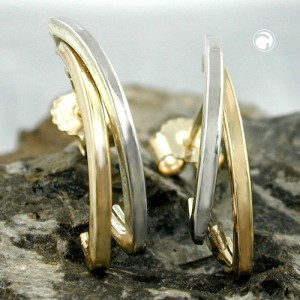 Ohrstecker bicolor rhodiniert 375 Gold