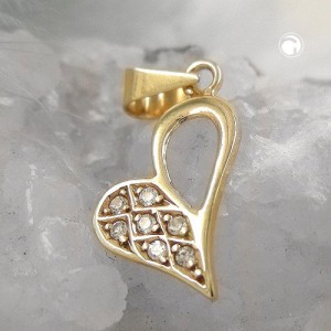 Anhänger Herzform 7x Zirkonia 375 Gold