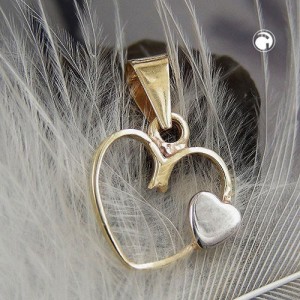 Anhänger Herz 2x bicolor 375 Gold