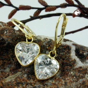 Ohrring Zirkonia-Herz 375 Gold