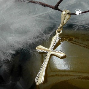 Anhänger Kreuz bicolor 375 Gold