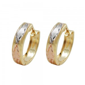 Creole Ohrring tricolor diamantiert 375 Gold