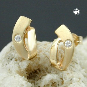 Ohrstecker matt-glänzend Zirkonia 375 Gold