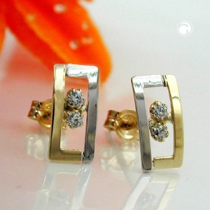 Ohrstecker bicolor Zirkonia 375 Gold