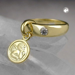 Anhänger Taufring mit Engel 375 Gold