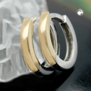 Creolen Ohrringe bicolor 585 Gelbgold