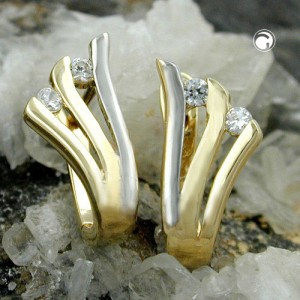 Creolen Ohrringe 14mm bicolor 375 Gelbgold