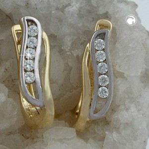 Creolen Ohrringe bicolor Zirkonias 375 Gold