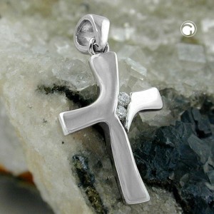 Anhänger Kreuz Zirkonias 375 Weißgold