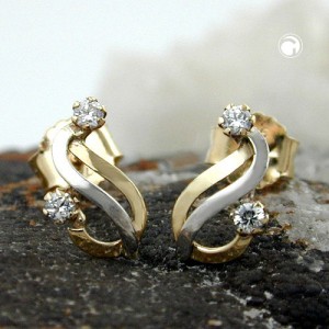 Ohrstecker bicolor Zirkonia 375 Gold