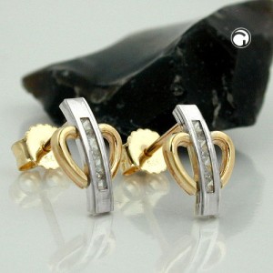 Ohrstecker bicolor Zirkonia 375 Gold