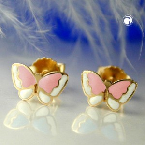 Ohrstecker Schmetterling rosa 375 Gold