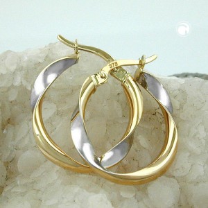 Creolen Ohrringe bicolor rhodiniert 375 Gold