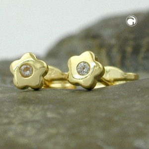 Ohrstecker Blume mit Zirkonia 333 Gelbgold