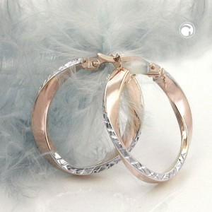 Creolen Ohrringe bicolor diamantiert 375 Gold