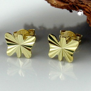 Ohrstecker Schmetterling 333 Gelbgold