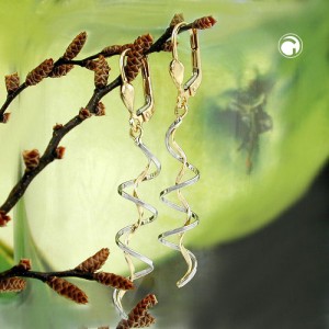 Ohrring 2 Spiralen bicolor 375 Gelbgold