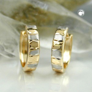 Creolen Ohrringe bicolor 375 Gelbgold